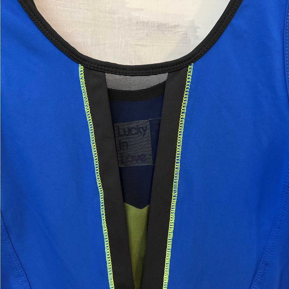 Lucky in Love Sleeveless Women's Royal Blue Athletic Tennis Tank Top - Picture 6 of 6